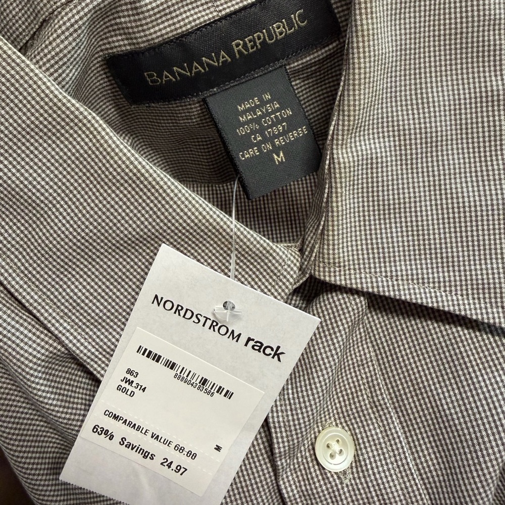Banana Republic Men's Charcoal Button-Down Shirt medium nwt - Picture 7 of 9